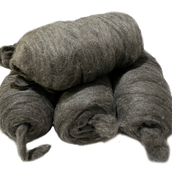 Superfine Charcoal Grey Alpaca Pin Drafted Roving Bumps